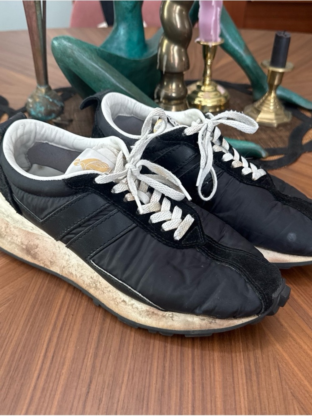Lanvin Black Athletic Sneakers with White Accents
